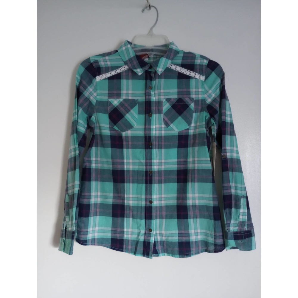 Arizona Plaid Button Front Shirt XL 16